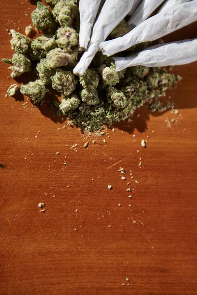Pile Thc Cbd Bourgeon Marijuana Avec Joints — Photo