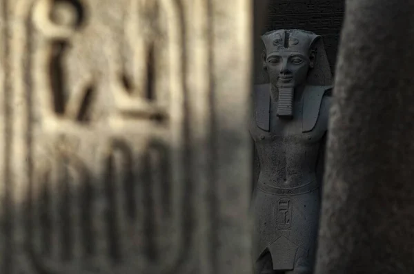 エジプト ルクソールのカルナック神殿複合体におけるファラオの像の選択的焦点ショット — ストック写真