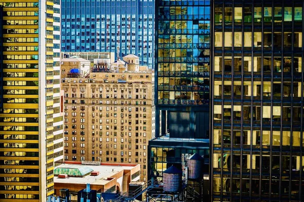 Amazing View Downtown Buildings Partially Covered Glass — Stock Photo, Image