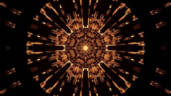 パターン化された形状の黄金のレーザー光を持つ宇宙背景 — ストック写真