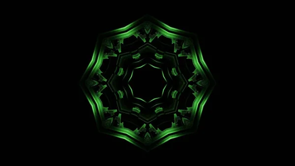 Grafická Ilustrace Zelenými Laserovými Světly Vzorovaných Tvarech Černým Pozadím — Stock fotografie