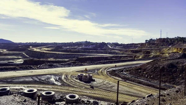 Krajina Dolech Riotinto Pod Slunečním Svitem Modrá Obloha Dne Huelvě — Stock fotografie