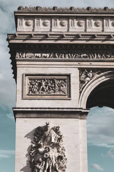 Den Berömda Historiska Triumfbågen Paris Frankrike — Stockfoto