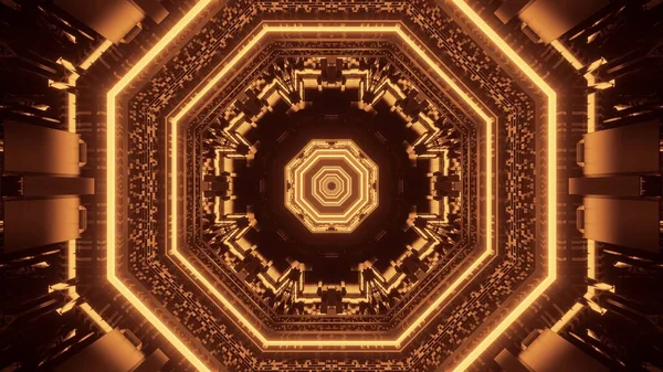 Kozmikus Háttér Arany Lézerfénnyel Geometriai Formában — Stock Fotó