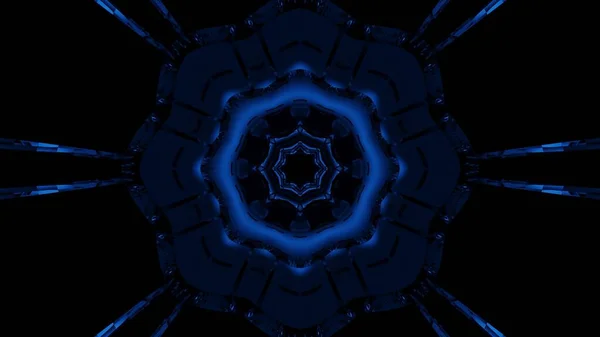Графическая Иллюстрация Голубыми Лазерными Огнями Узорных Формах Черным Фоном — стоковое фото