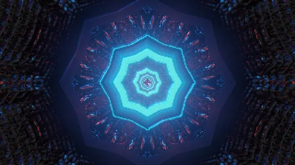 Renderelés Absztrakt Futurisztikus Háttér Kék Neon Fények — Stock Fotó