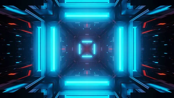 Ein Rendering Abstrakten Futuristischen Hintergrund Mit Blauen Neonlichtern — Stockfoto