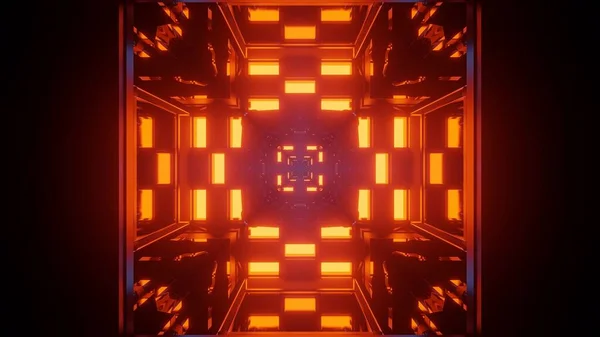 Rendering Abstract Futuristic Background Orange Neon Lights — Stock Photo, Image