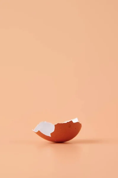 在橙色背景下被隔离的蛋壳的惊人的照片 — 图库照片
