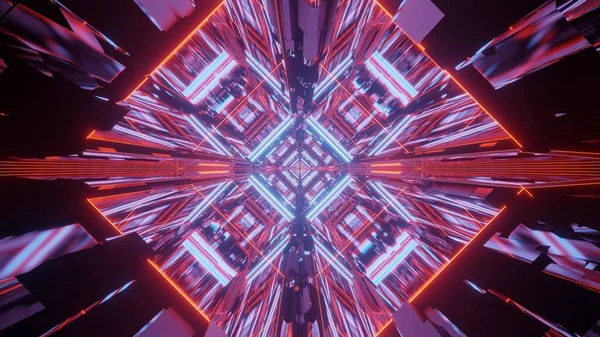 Een Weergave Van Abstracte Futuristische Achtergrond Met Gloeiende Neon Lichten — Stockfoto
