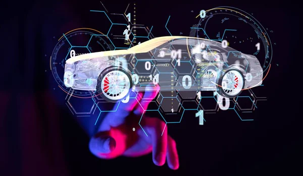 Cyfrowa Technologia Samochodu Smart Wirtualnym Pomieszczeniu — Zdjęcie stockowe