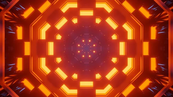 Een Weergave Van Abstracte Futuristische Achtergrond Met Oranje Neon Lichten — Stockfoto