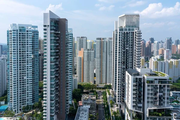 Удивительная Воздушная Съемка Городского Пейзажа Сингапура Большим Количеством Небоскребов — стоковое фото