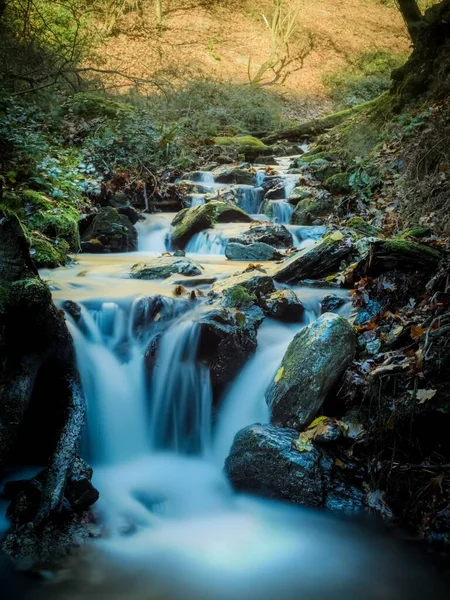 Eine Wunderschöne Landschaft Mit Einem Mächtigen Wasserfall Einem Wald — Stockfoto
