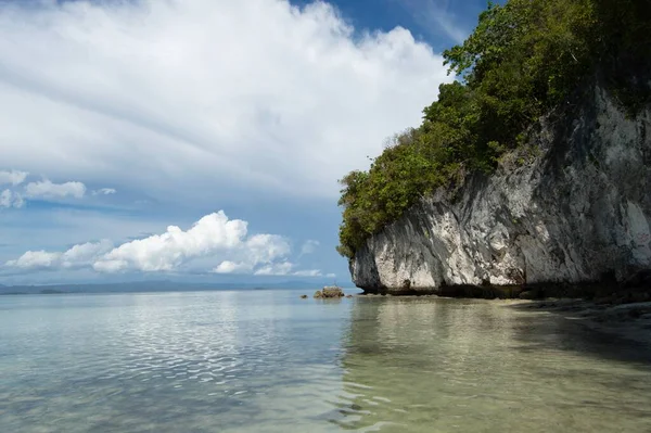 Eine Schöne Baumbestandene Klippe Meer Unter Blauem Himmel Aufgenommen Raja — Stockfoto