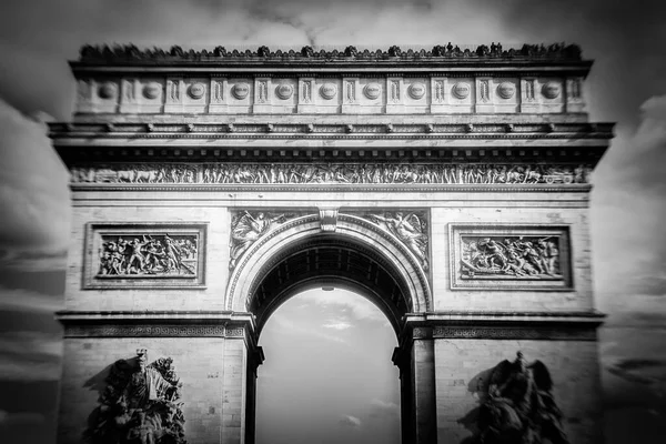 Tiro Greyscale Famoso Arco Histórico Triumph Paris França — Fotografia de Stock