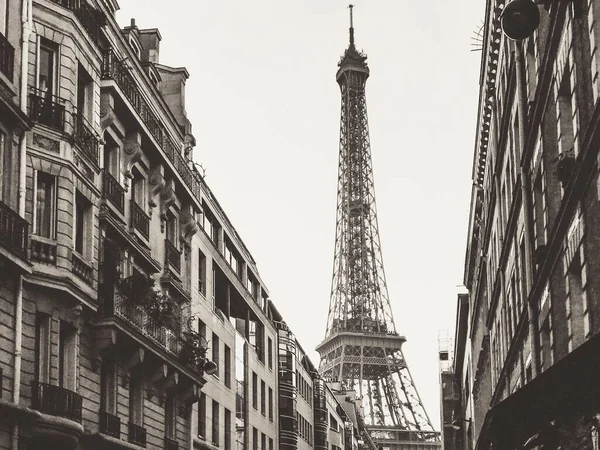 Torre Eiffel Rodeada Por Edifícios Com Tons Monocromáticos Perfeita Para — Fotografia de Stock