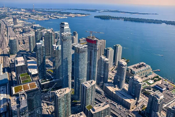 Vysokoúhlý Snímek Mrakodrapů Budov Zachycených Kanadském Torontu — Stock fotografie
