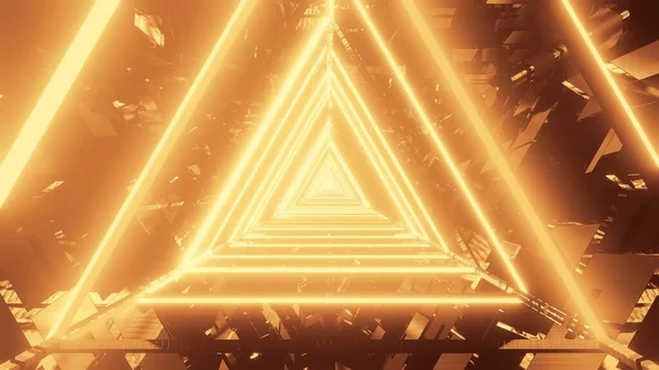Рендеринг Золотых Треугольных Огней Конденсирующихся Одну Точку — стоковое фото