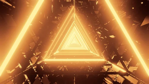 Una Representación Ilustración Triangular Del Pasillo Trippy Colores Oro Oscuro —  Fotos de Stock