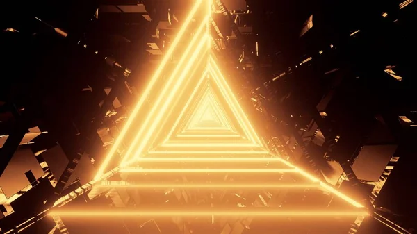 Una Representación Ilustración Triangular Del Pasillo Trippy Colores Oro Oscuro —  Fotos de Stock