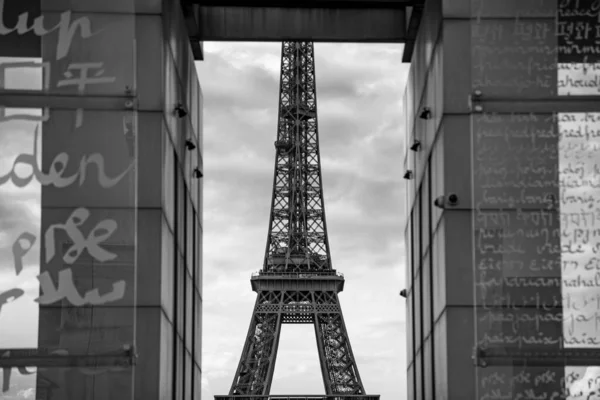 Vue Niveaux Gris Une Tour Eiffel Paris France — Photo