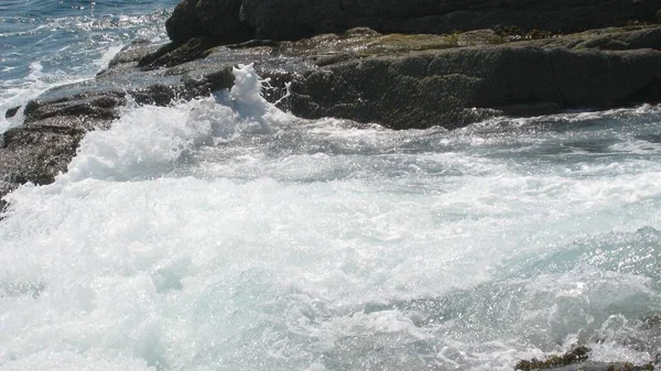 Hermosa Playa Cubierta Rocas Junto Mar Capturada Parque Nacional Acadia — Foto de Stock