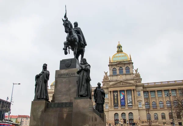 Prague Czech Republic Nov 2019 Statue Saint Wenceslas Architecture National — 스톡 사진