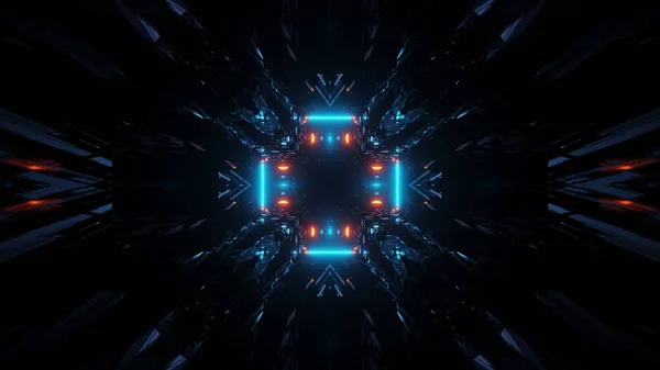 Representación Pasillo Rectangular Trippy Compuesto Por Luces Azules Rojas — Foto de Stock