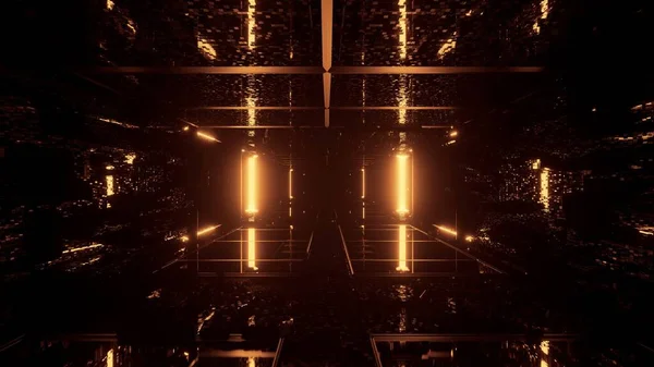 Візуалізація Прямокутного Коридору Золотими Вогнями — стокове фото