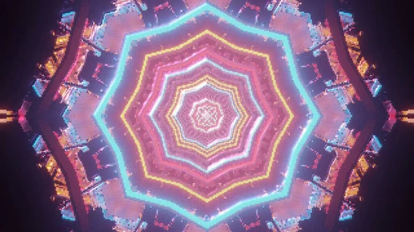 Рендеринг Разноцветных Огней Многоугольной Форме Конденсирующихся Одну Точку — стоковое фото