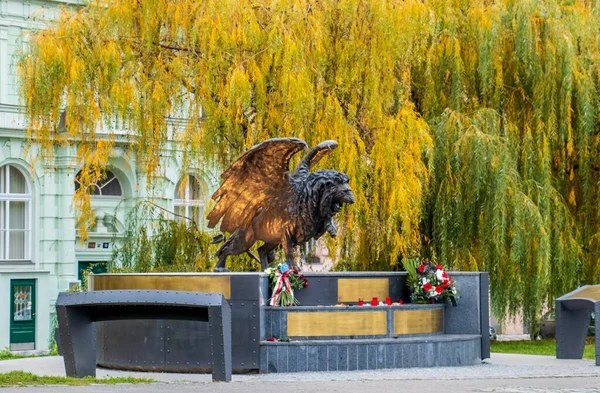 Praha Česká Republika Listopadu 2019 Krásný Záběr Památníku Okřídleného Lva — Stock fotografie