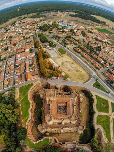 Coca Vila Histórica Segovia Espanha Foto Drone — Fotografia de Stock