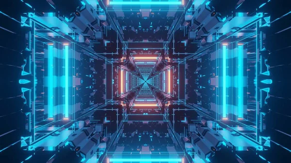 Representación Pasillo Rectangular Trippy Compuesto Por Luces Azules Rojas — Foto de Stock