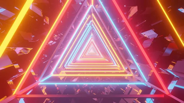 Een Weergave Van Veelkleurige Driehoekige Lichten Die Condenseren Tot Één — Stockfoto