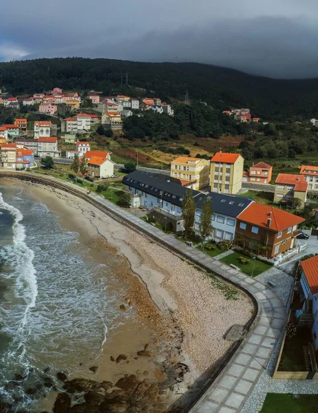 Ezaro Village Avec Plage Galice Espagne Photo Drone — Photo