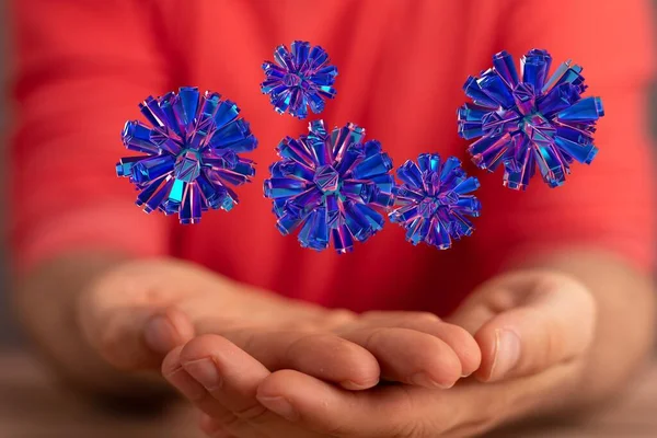 Ologramma Coronavirus Covid 2019 Sfondo Futuristico Blu Tipo Mortale Virus — Foto Stock