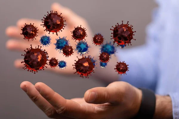 Grupo Células Virales Ilustración Célula Del Virus —  Fotos de Stock
