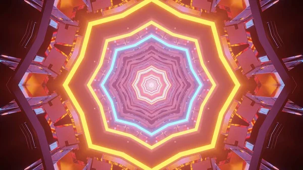 Рендеринг Разноцветных Огней Многоугольной Форме Конденсирующихся Одну Точку — стоковое фото