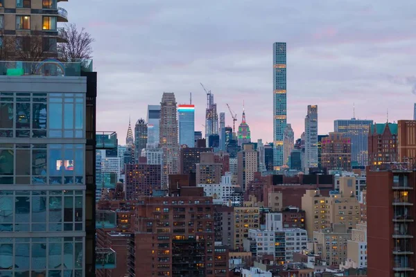 Fantastisk Utsikt Över New York Stadsbilden Vacker Soluppgång Bakgrund — Stockfoto