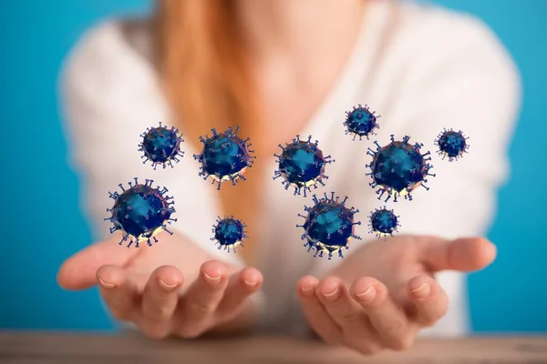 Grupo Células Virais Ilustração Célula Coronavirus — Fotografia de Stock