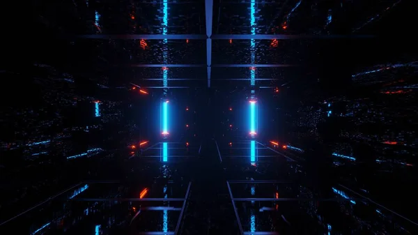 파란색 과붉은 빛으로 이루어진 직사각 렌더링 — 스톡 사진