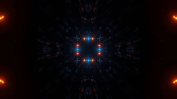 Тривимірне Відображення Помаранчевих Синіх Вогнів Прямокутному Просторі — стокове фото