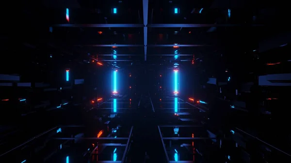 Representación Pasillo Rectangular Trippy Compuesto Por Luces Azules Rojas — Foto de Stock