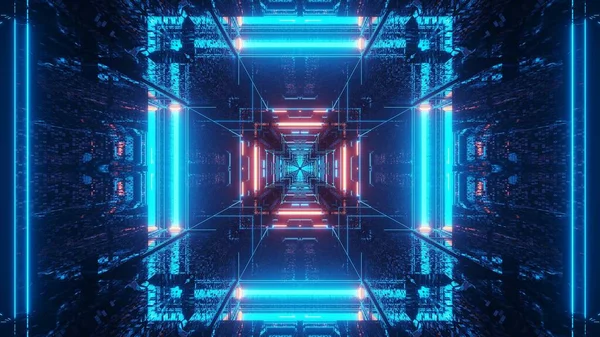 Eine Darstellung Eines Dreidimensionalen Rechteckigen Flurs Aus Blauen Und Roten — Stockfoto