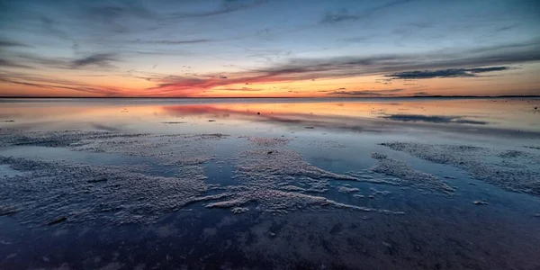 Plan Couper Souffle Une Belle Plage Sur Magnifique Fond Coucher — Photo