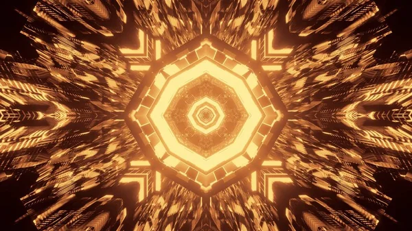 Тривимірне Відображення Темних Золотих Вогнів Полігональній Формі Конденсується Одну Точку — стокове фото