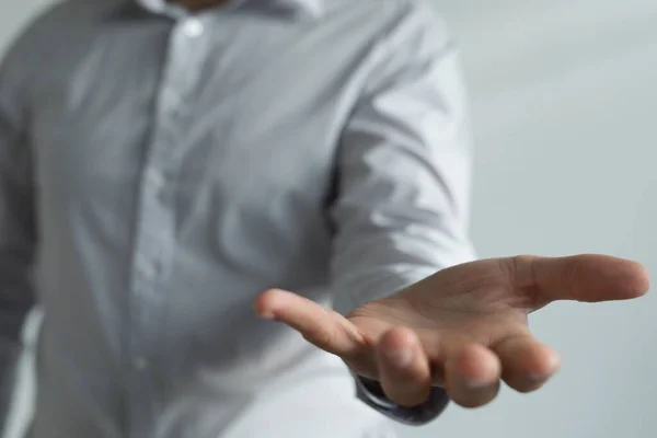 Businessman Hand Holding White Blank Business Card — 스톡 사진