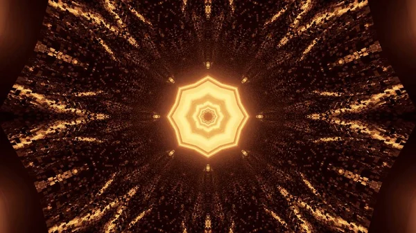 Rendering Dark Gold Lights Polygonal Shape Condensing Single Point — Stock Photo, Image