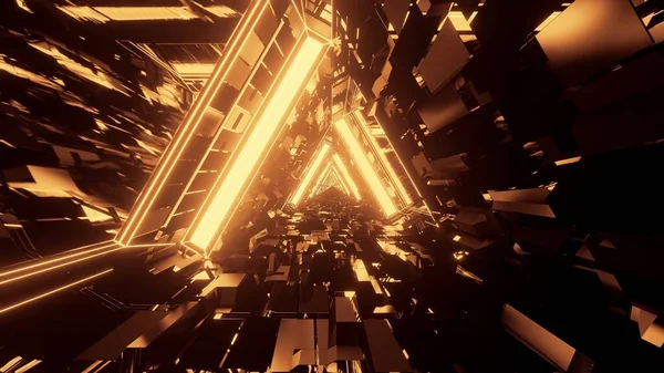 Тривимірне Відображення Трикутного Коридору Темно Золотих Кольорах — стокове фото
